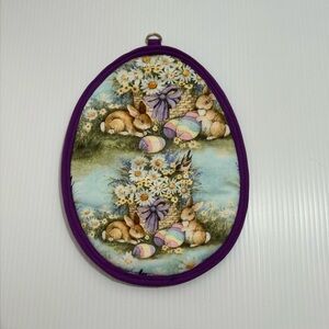 Pot Holder Potholder Hot Pad NEW Handmade Oval Egg Easter Bunny Rabbit Spring